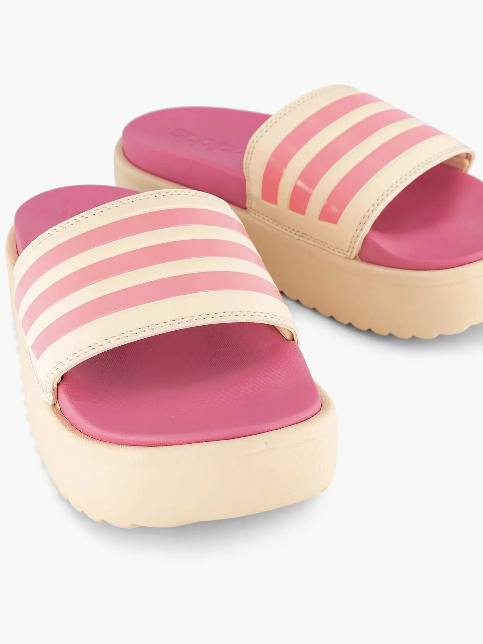 adidas Beige Adilette Platform-Dames Slippers