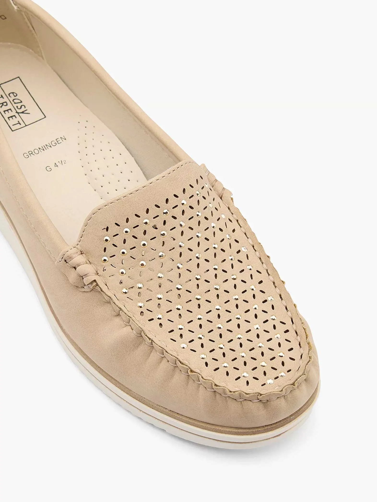 Easy Street Beige Comfort Instapper-Dames Comfort Schoenen