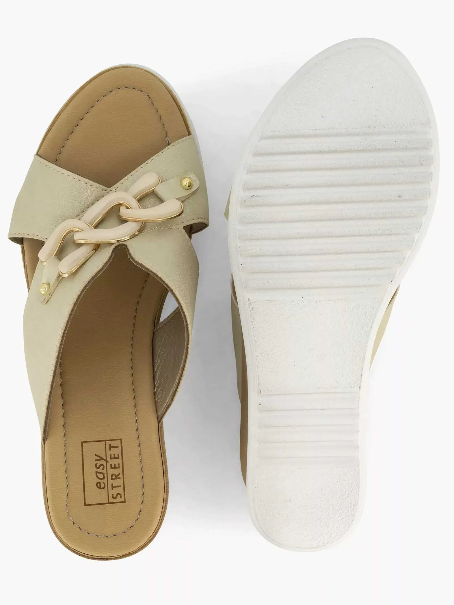 Easy Street Beige Comfort Slipper-Dames Comfort Schoenen