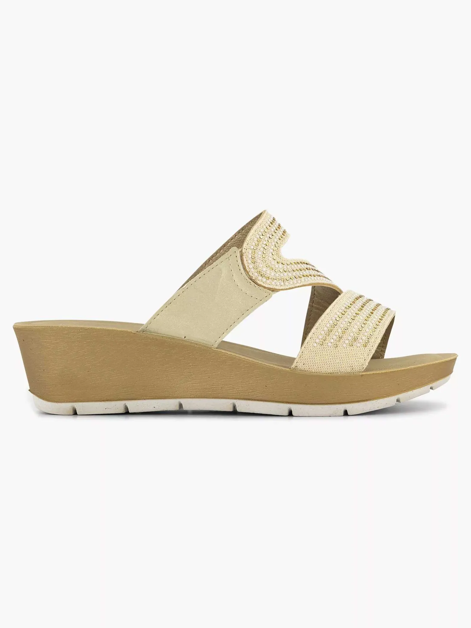 Easy Street Beige Comfort Slipper-Dames Comfort Schoenen