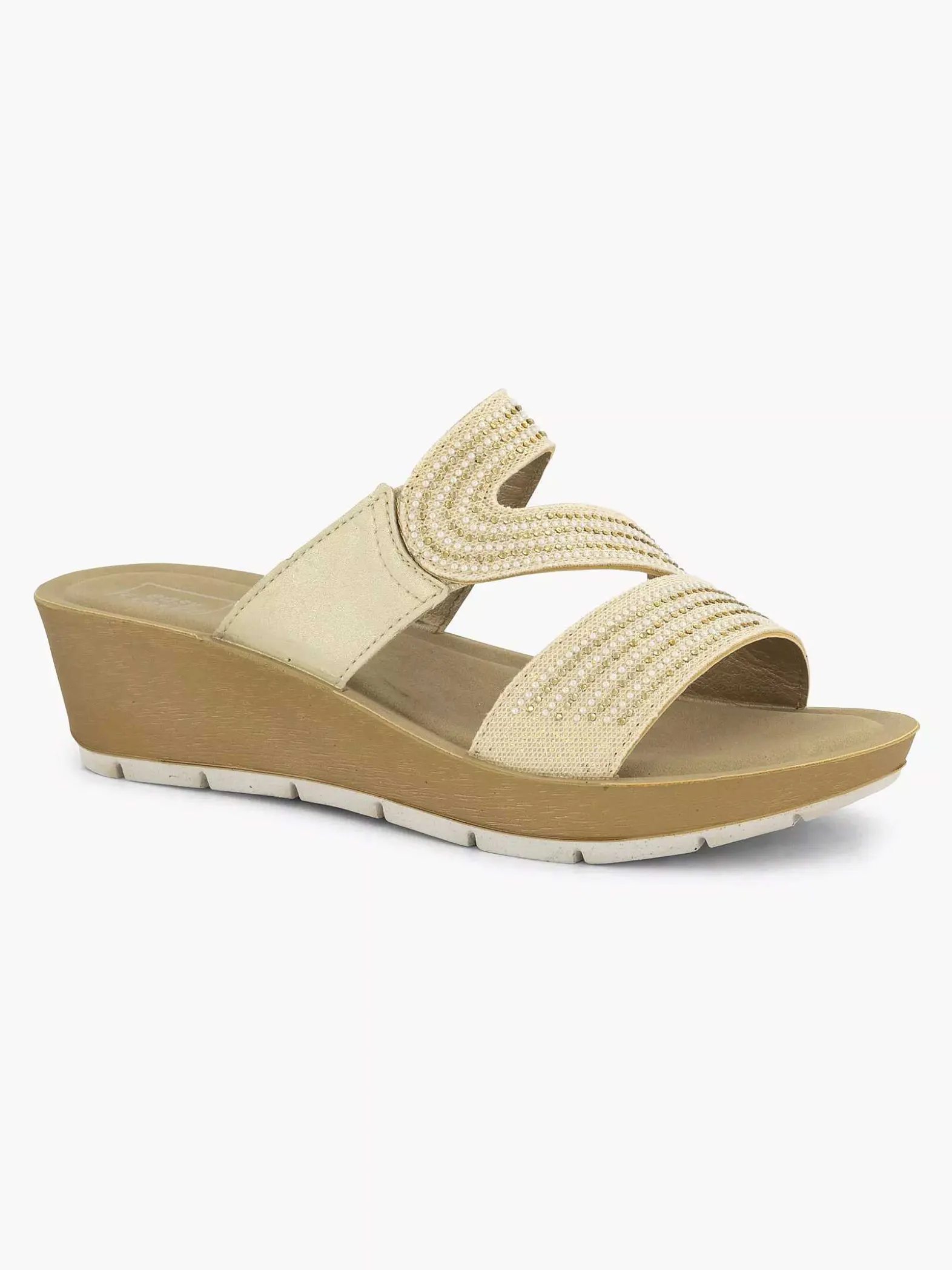 Easy Street Beige Comfort Slipper-Dames Comfort Schoenen