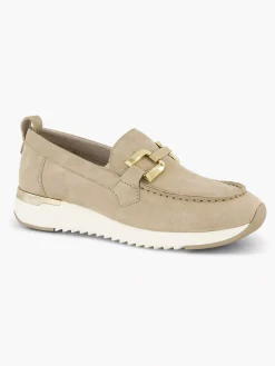 Medicus Beige Leren Comfort Instapper-Dames Comfort Schoenen