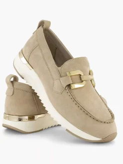 Medicus Beige Leren Comfort Instapper-Dames Comfort Schoenen