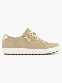 Medicus Beige Leren Comfort Sneaker-Dames Comfort Schoenen