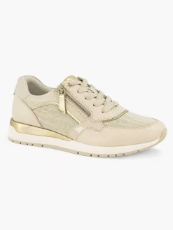 Medicus Beige Leren Comfort Sneaker-Dames Sneakers