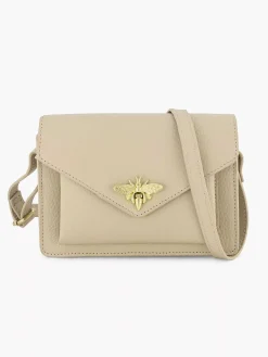 5th Avenue Beige Leren Schoudertas-Dames Tassen