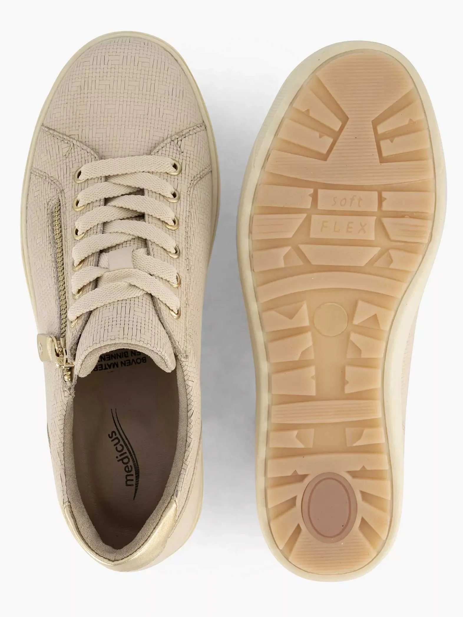 Medicus Beige Leren Sneaker-Dames Sneakers