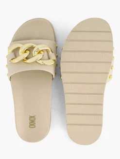 Oxmox Beige Slipper Sierketting-Dames Slippers