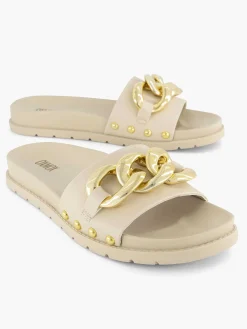 Oxmox Beige Slipper Sierketting-Dames Slippers