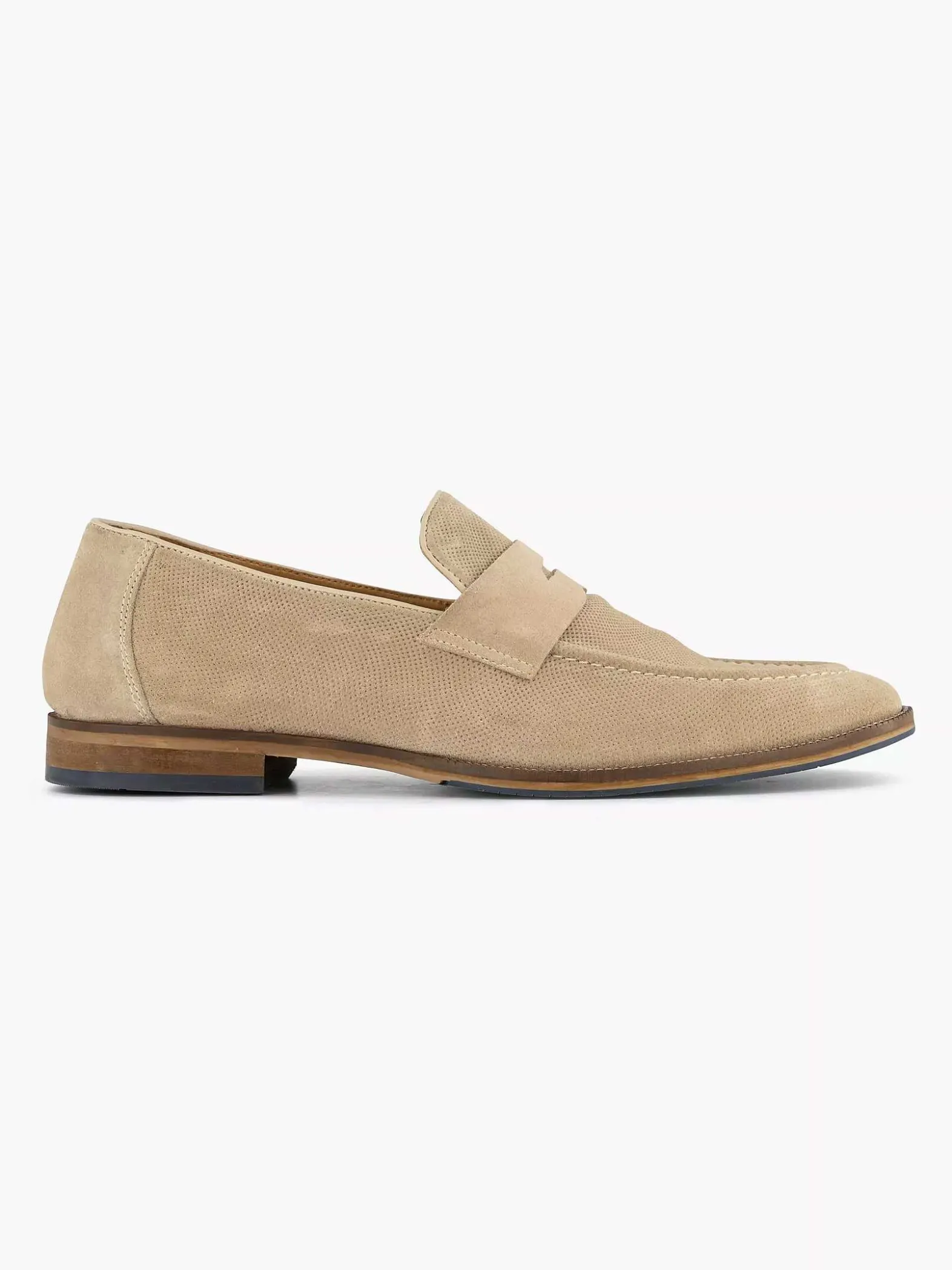 AM SHOE Beige Suede Instapper-Heren Geklede Schoenen