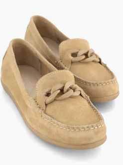 5th Avenue Beige Suede Instapper Sierketting-Dames Instappers