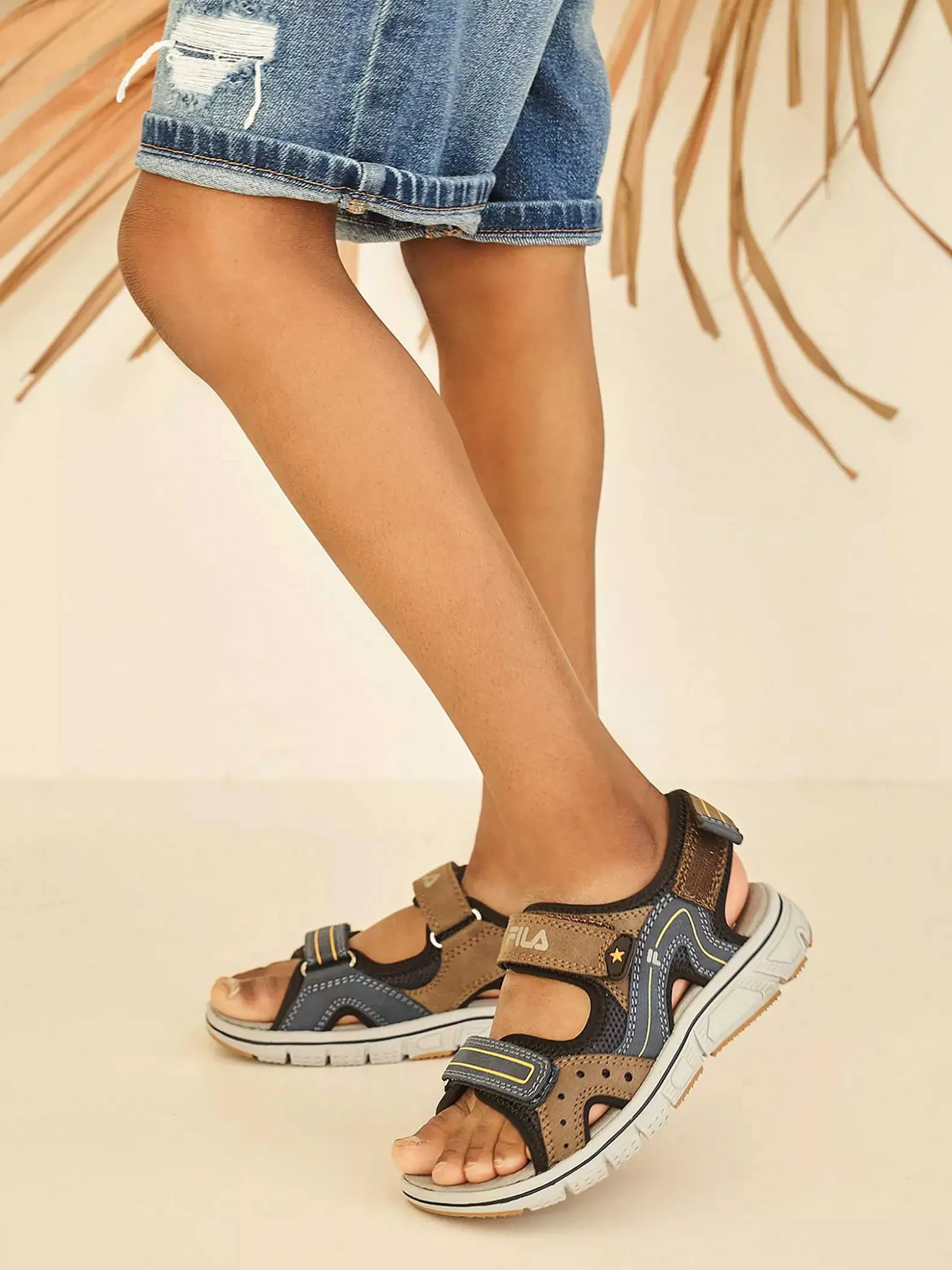 FILA Blauw/ Bruine Sandaal-Kinderen Jongensschoenen
