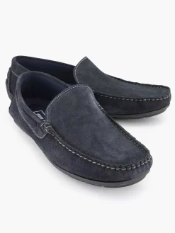 Easy Street Blauwe Suede Comfort Instapper-Heren Instappers