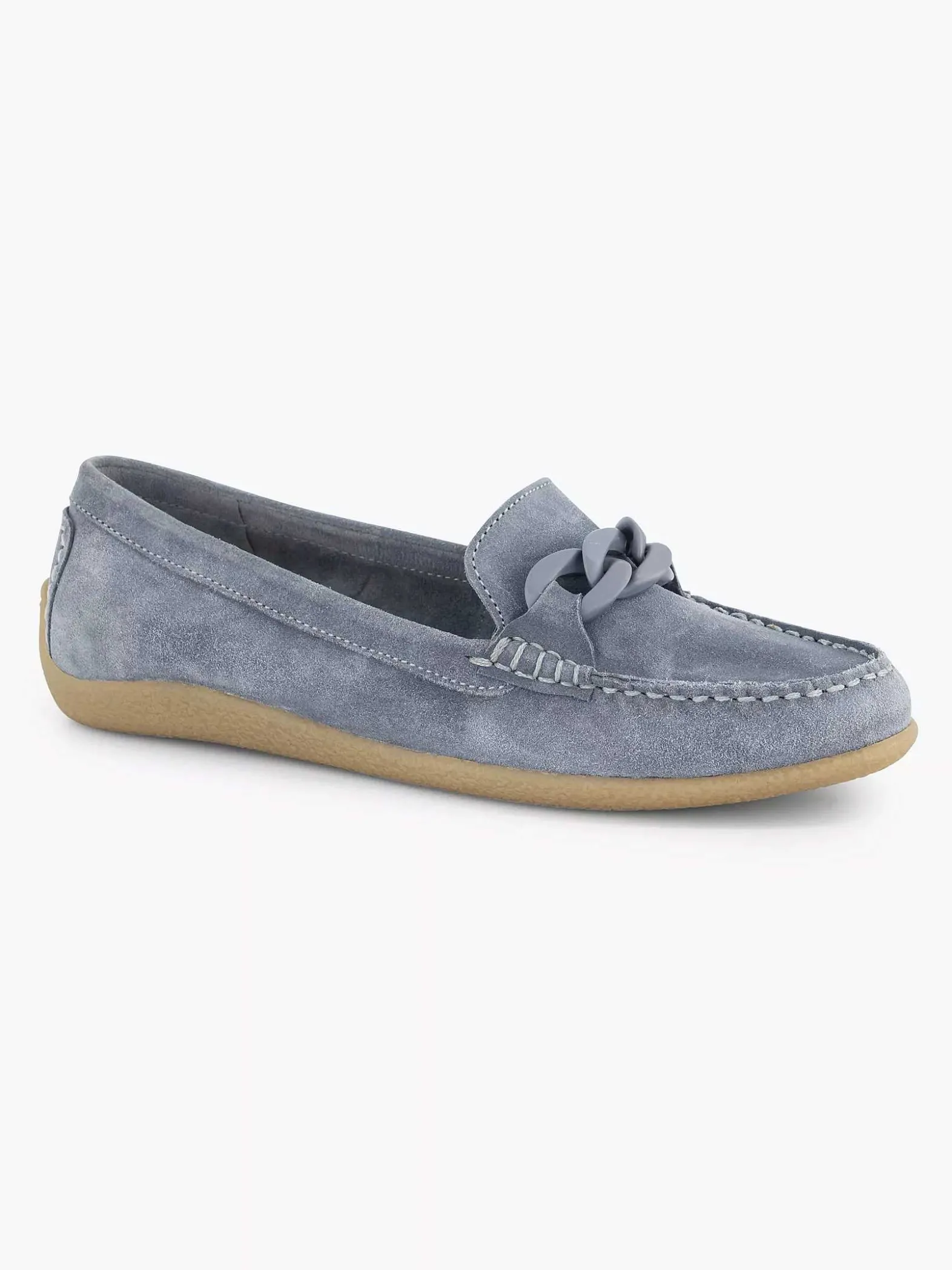 5th Avenue Blauwe Suede Instapper Sierketting-Dames Instappers