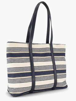 Graceland Blauw/ Witte Strandtas-Dames Online Exclusive Accessoires