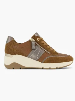 Medicus Bruine Leren Comfort Sneaker-Dames Comfort Schoenen