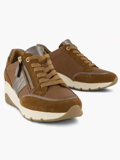 Medicus Bruine Leren Comfort Sneaker-Dames Comfort Schoenen