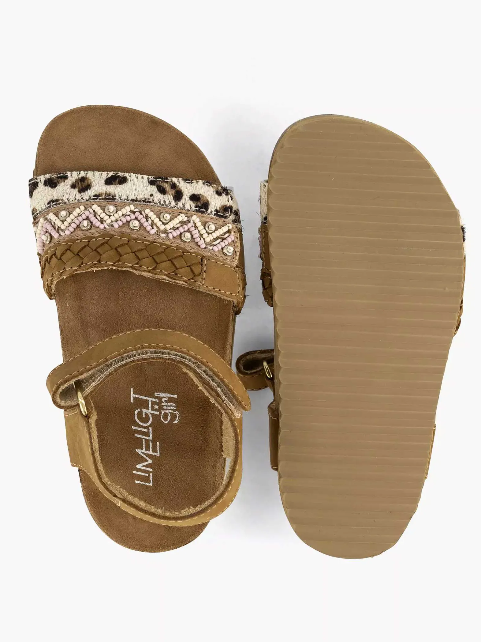 Limelight girl Bruine Leren Sandalen Panterprint-Kinderen Jongensschoenen