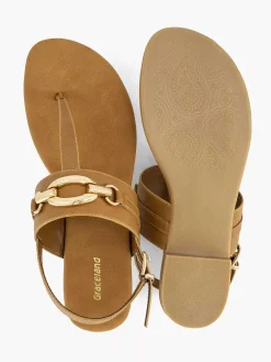 Graceland Bruine Sandaal Sierketting-Dames Sandalen