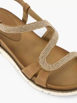 Graceland Bruine Sandaal Sierketting-Dames Sandalen