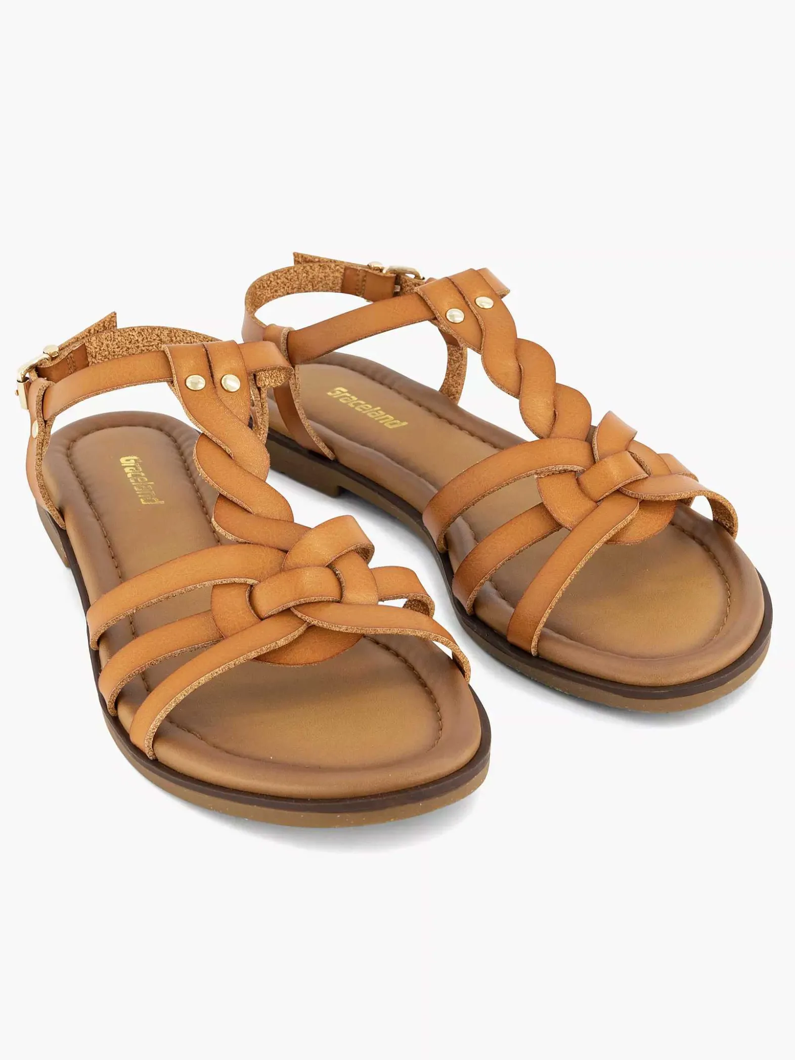 Graceland Bruine Sandalen Gevlochten-Dames Sandalen
