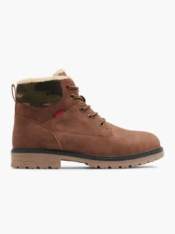 Vty Bruine Veterboot Gevoerd-Kinderen Jongensschoenen