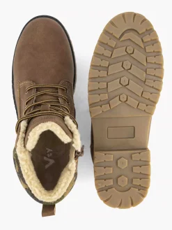 Vty Bruine Veterboot Gevoerd-Kinderen Jongensschoenen