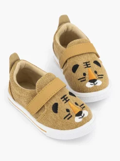 Bobbi-Shoes Cognac Canvas Instapper Beer-Kinderen Jongensschoenen