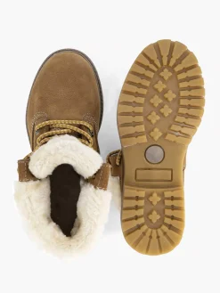 Limelight girl Cognac Leren Veterboot Gevoerd-Kinderen Jongensschoenen