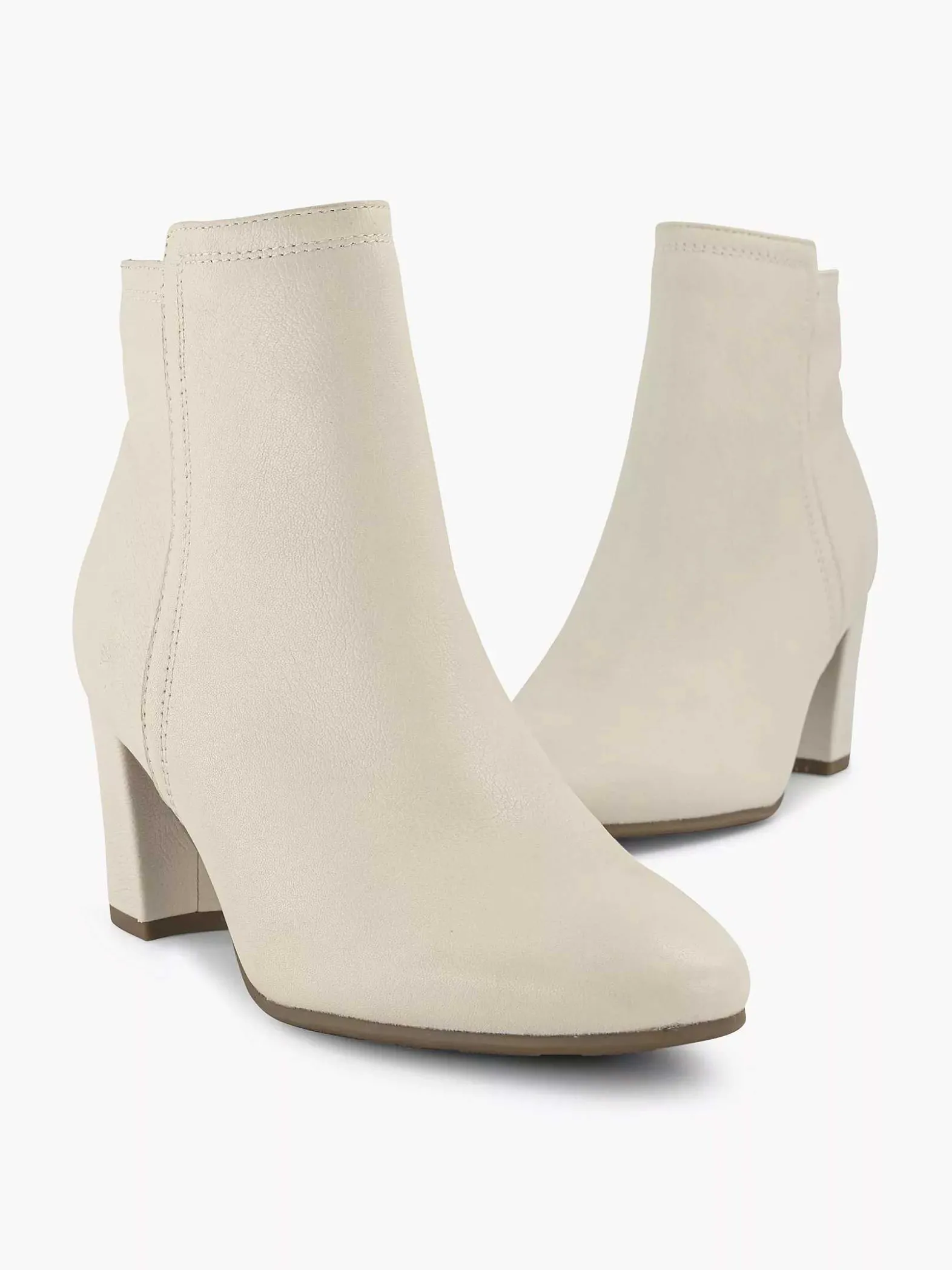 5th Avenue Creme Leren Enkellaars-Dames Enkellaarzen & Boots
