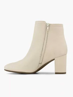 5th Avenue Creme Leren Enkellaars-Dames Enkellaarzen & Boots