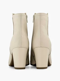 5th Avenue Creme Leren Enkellaars-Dames Enkellaarzen & Boots
