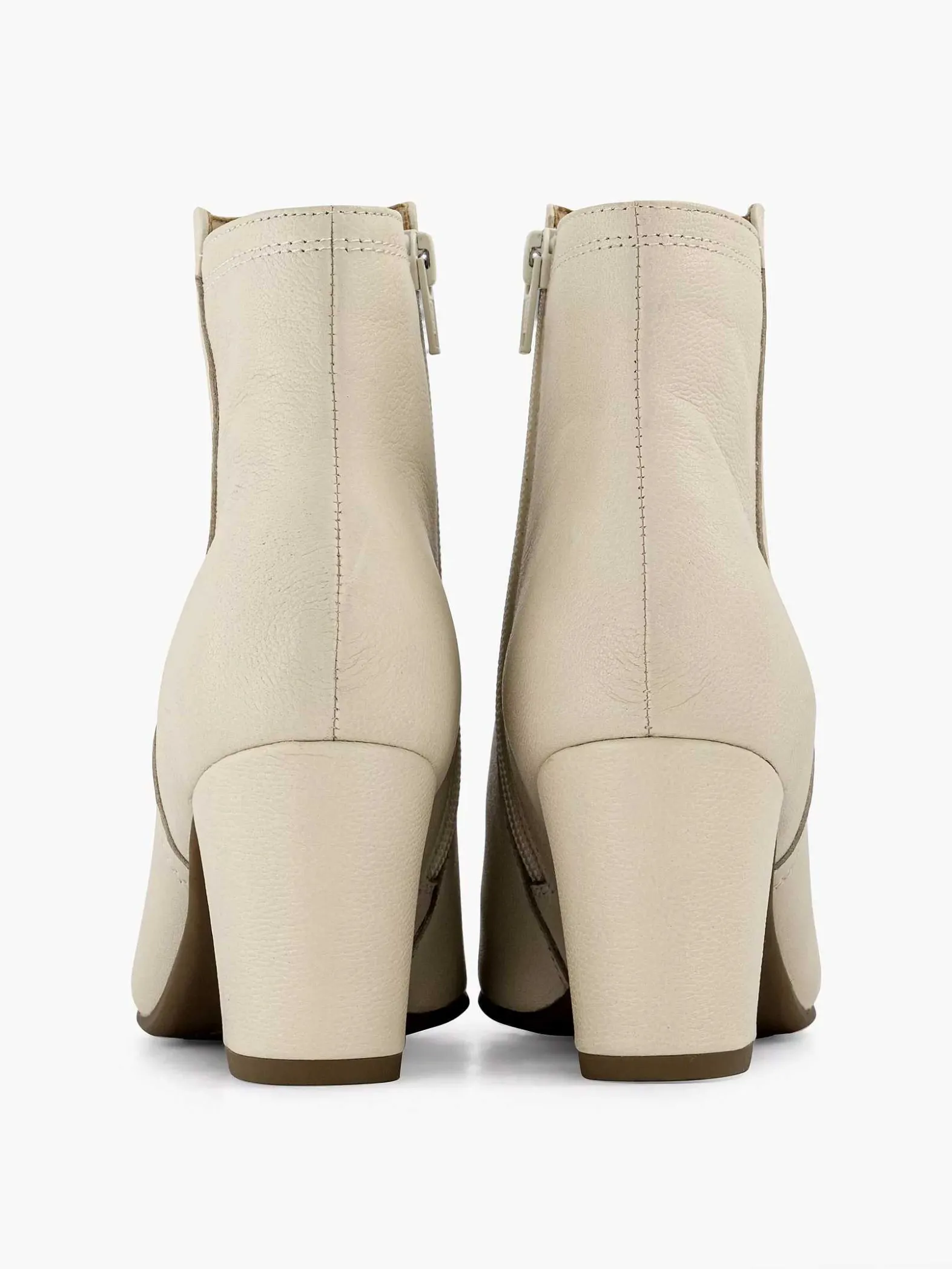 5th Avenue Creme Leren Enkellaars-Dames Enkellaarzen & Boots