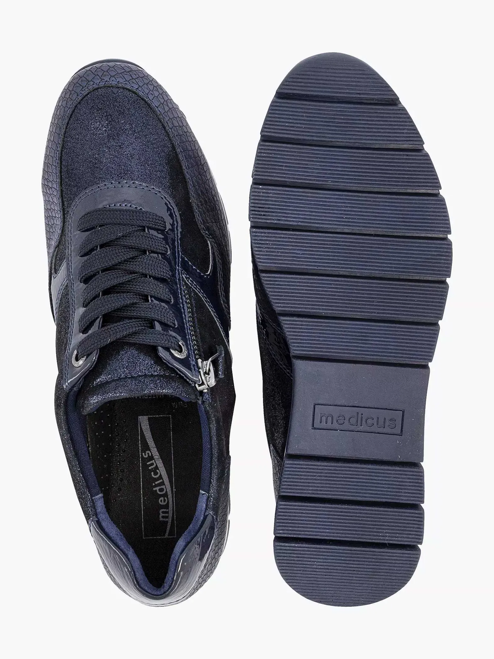 Medicus Donkerblauwe Comfort Sneaker Croco-Dames Comfort Schoenen