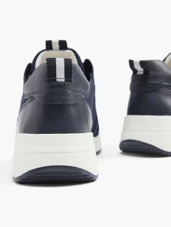 Medicus Donkerblauwe Leren Comfort Sneaker-Dames Comfort Schoenen