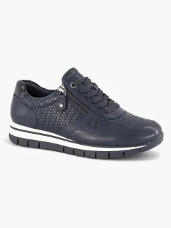 Medicus Donkerblauwe Leren Comfort Sneaker-Dames Sneakers