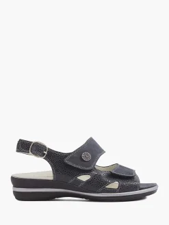 Medicus Donkerblauwe Leren Sandaal-Dames Comfort Schoenen