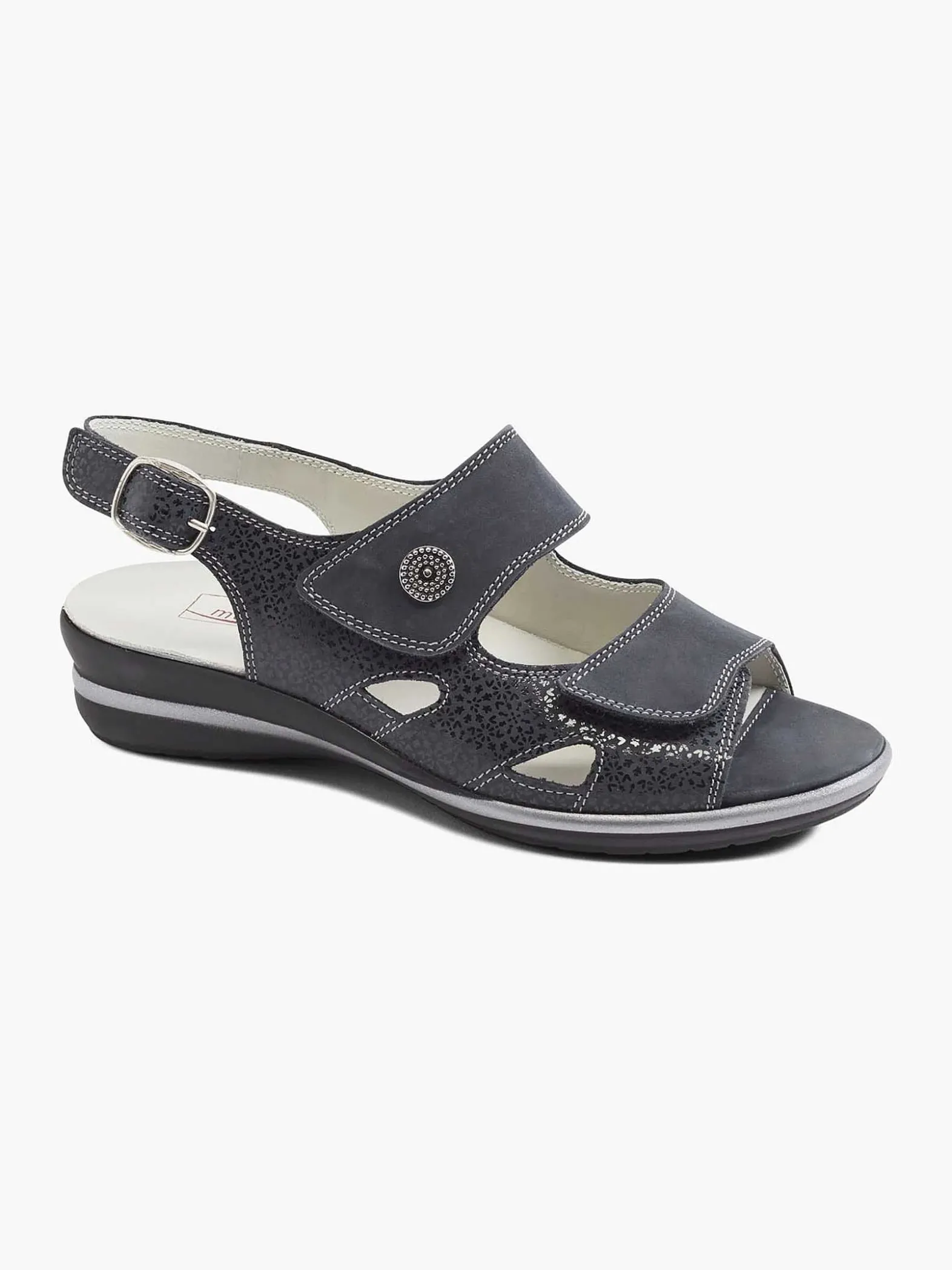 Medicus Donkerblauwe Leren Sandaal-Dames Comfort Schoenen