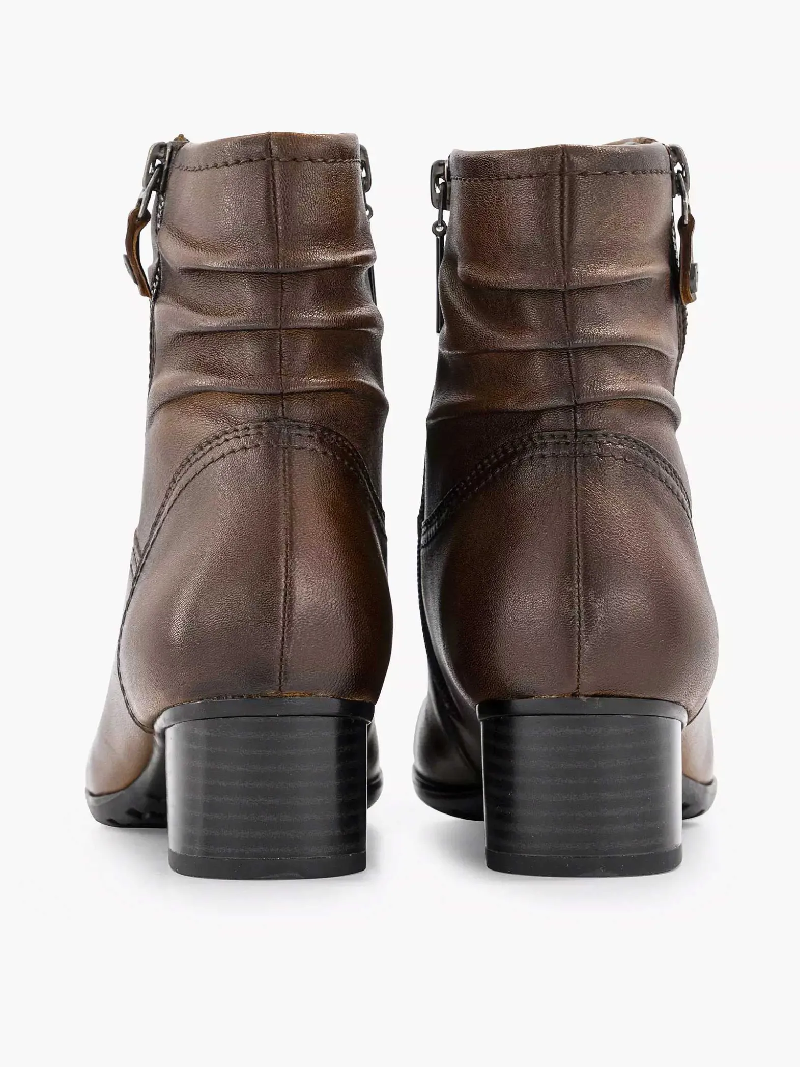 Medicus Donkerbruine Leren Comfort Enkellaars Hak-Dames Enkellaarzen & Boots
