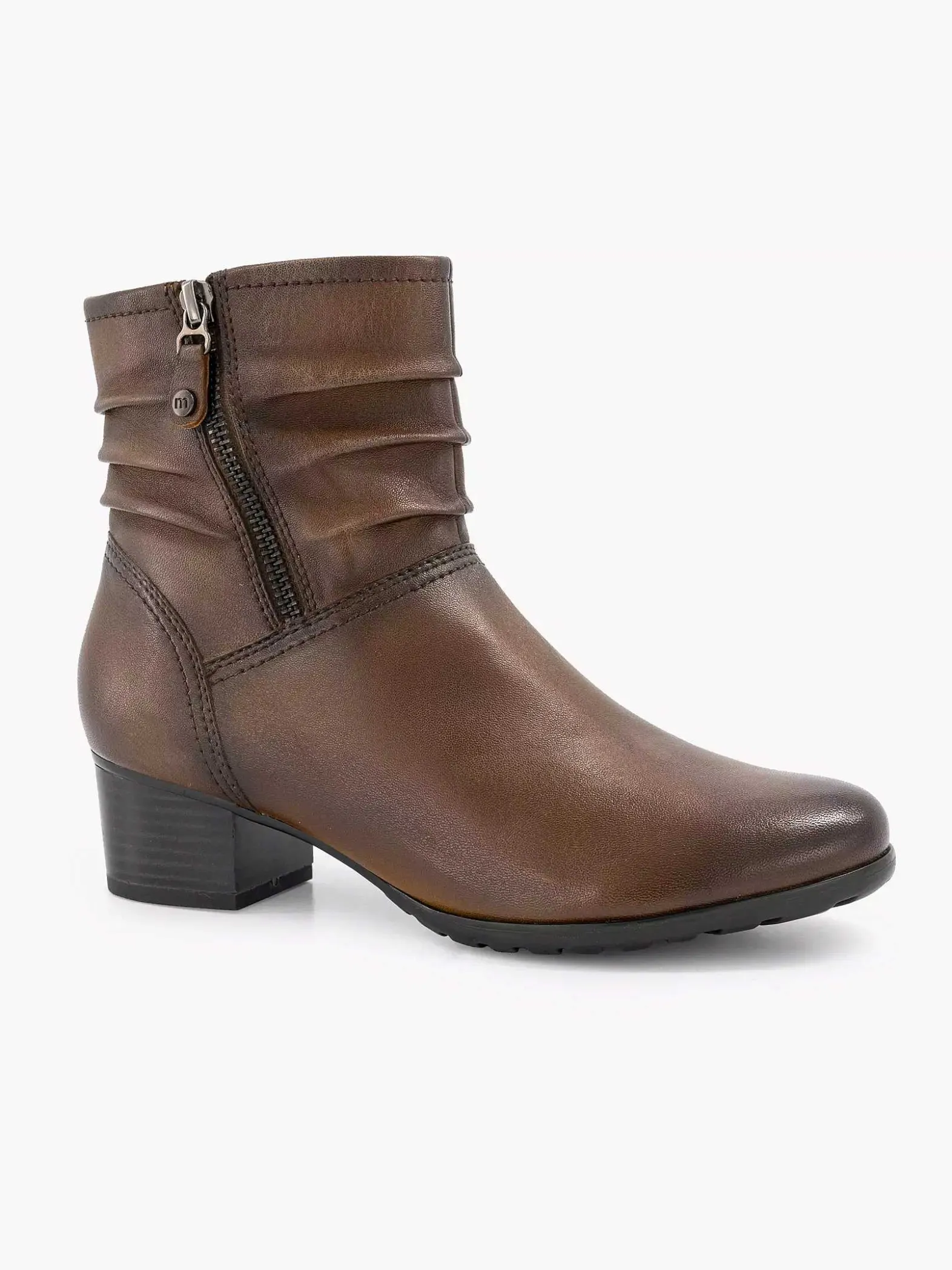 Medicus Donkerbruine Leren Comfort Enkellaars Hak-Dames Enkellaarzen & Boots