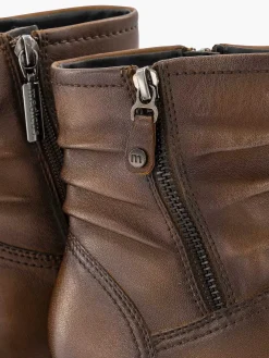 Medicus Donkerbruine Leren Comfort Enkellaars Hak-Dames Enkellaarzen & Boots
