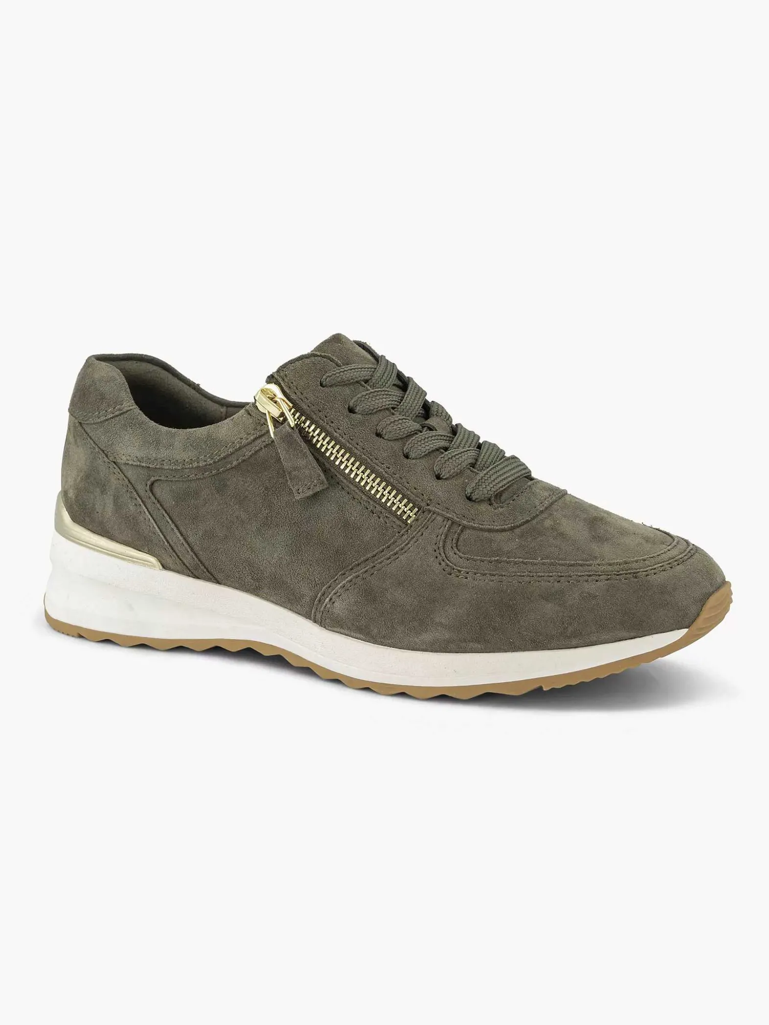 Medicus Donkergroene Leren Comfort Sneaker-Dames Comfort Schoenen
