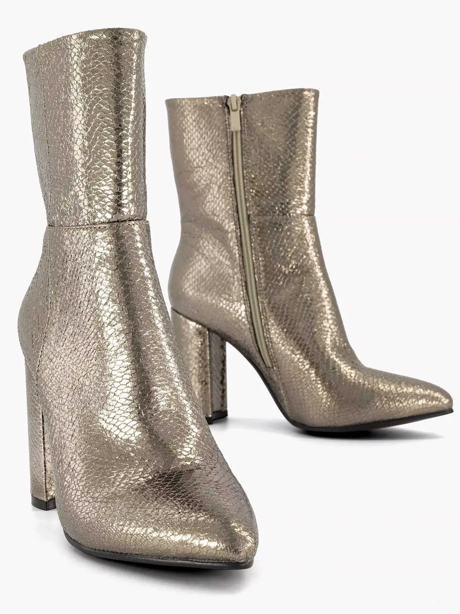 Oxmox Gouden Enkellaars Slangenprint-Dames Enkellaarzen & Boots
