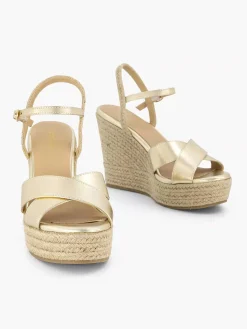 Graceland Gouden Espadrille Sleehak-Dames Sandalen