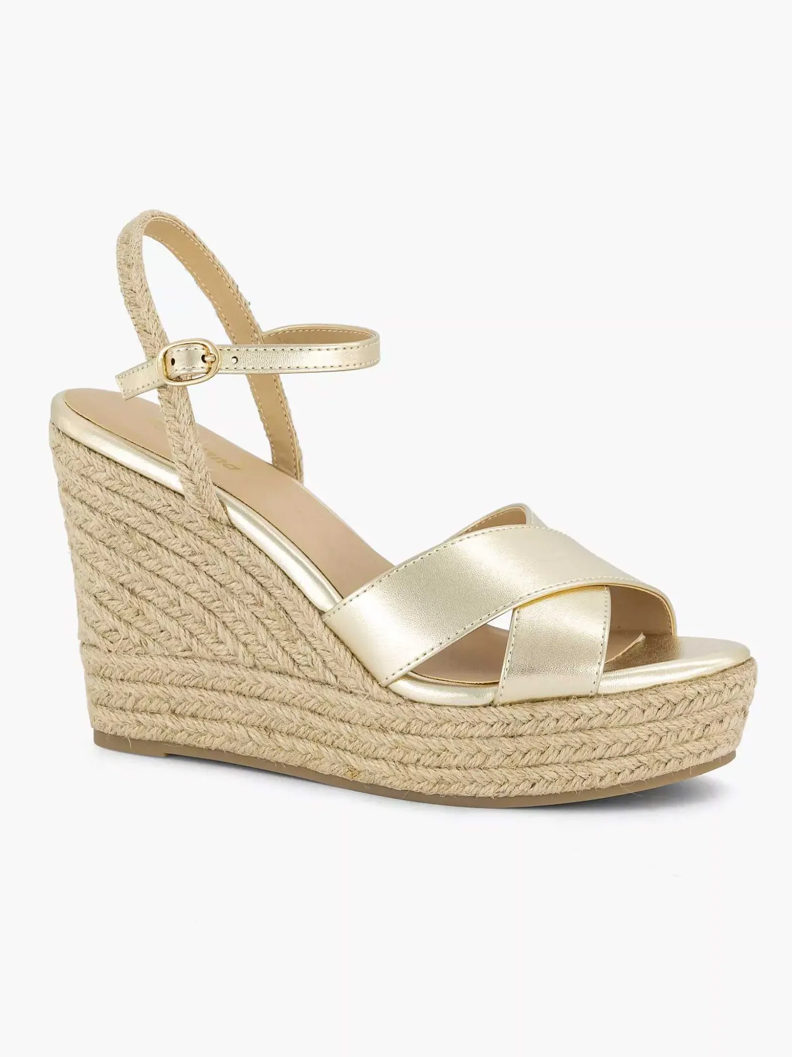 Graceland Gouden Espadrille Sleehak-Dames Sandalen