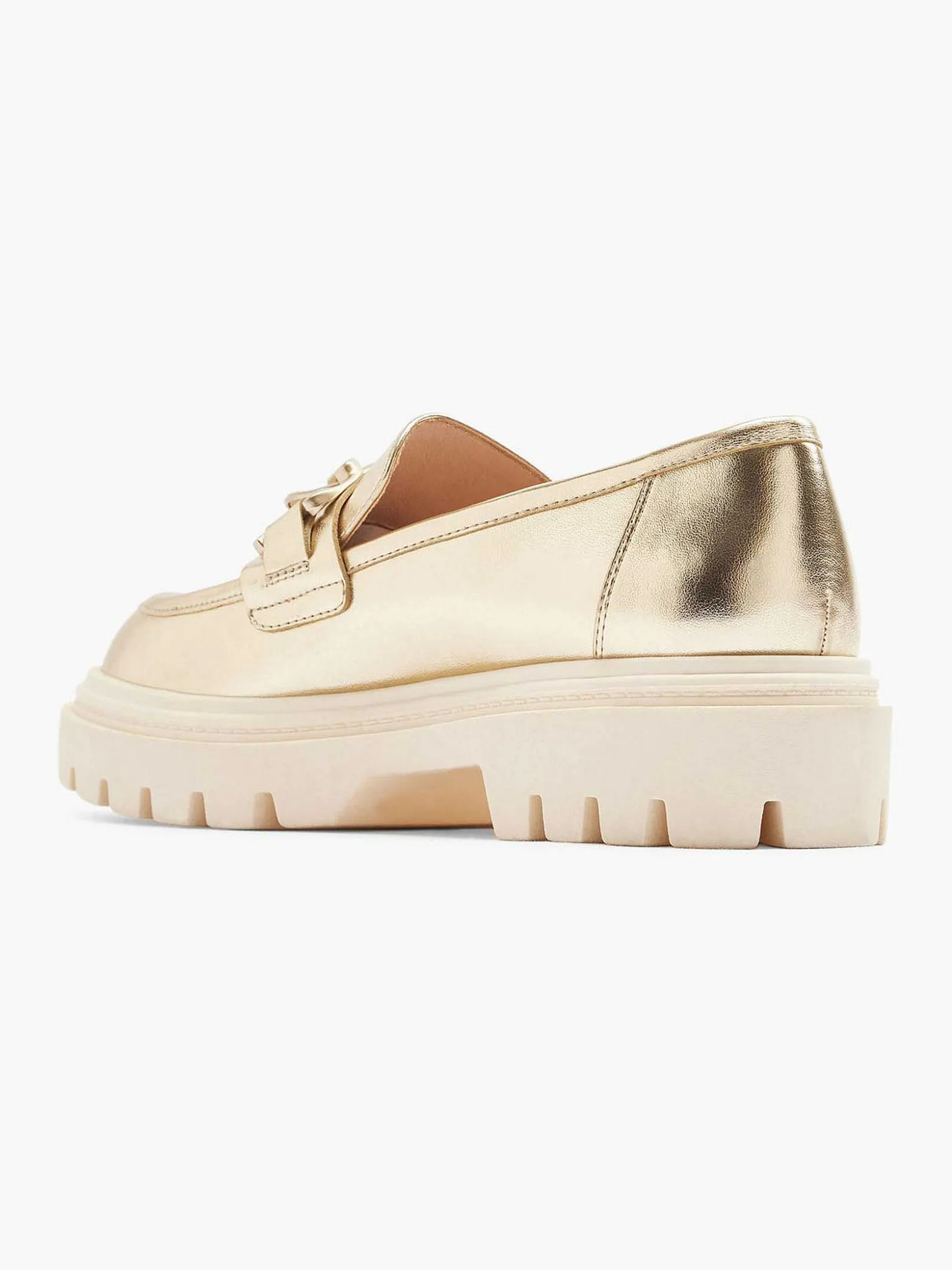 Oxmox Gouden Metallic Chunky Loafer-Dames Instappers