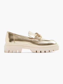 Oxmox Gouden Metallic Chunky Loafer-Dames Instappers