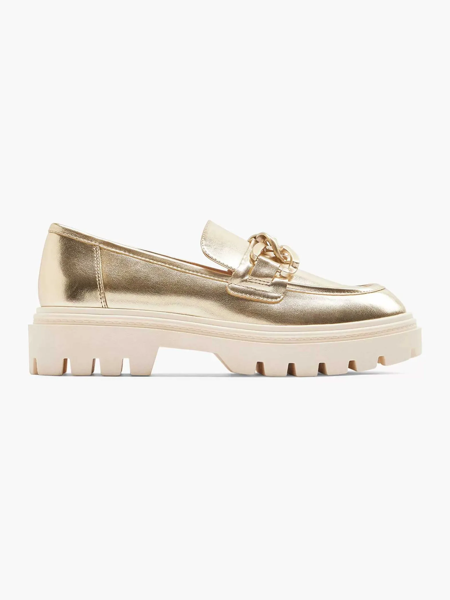 Oxmox Gouden Metallic Chunky Loafer-Dames Instappers