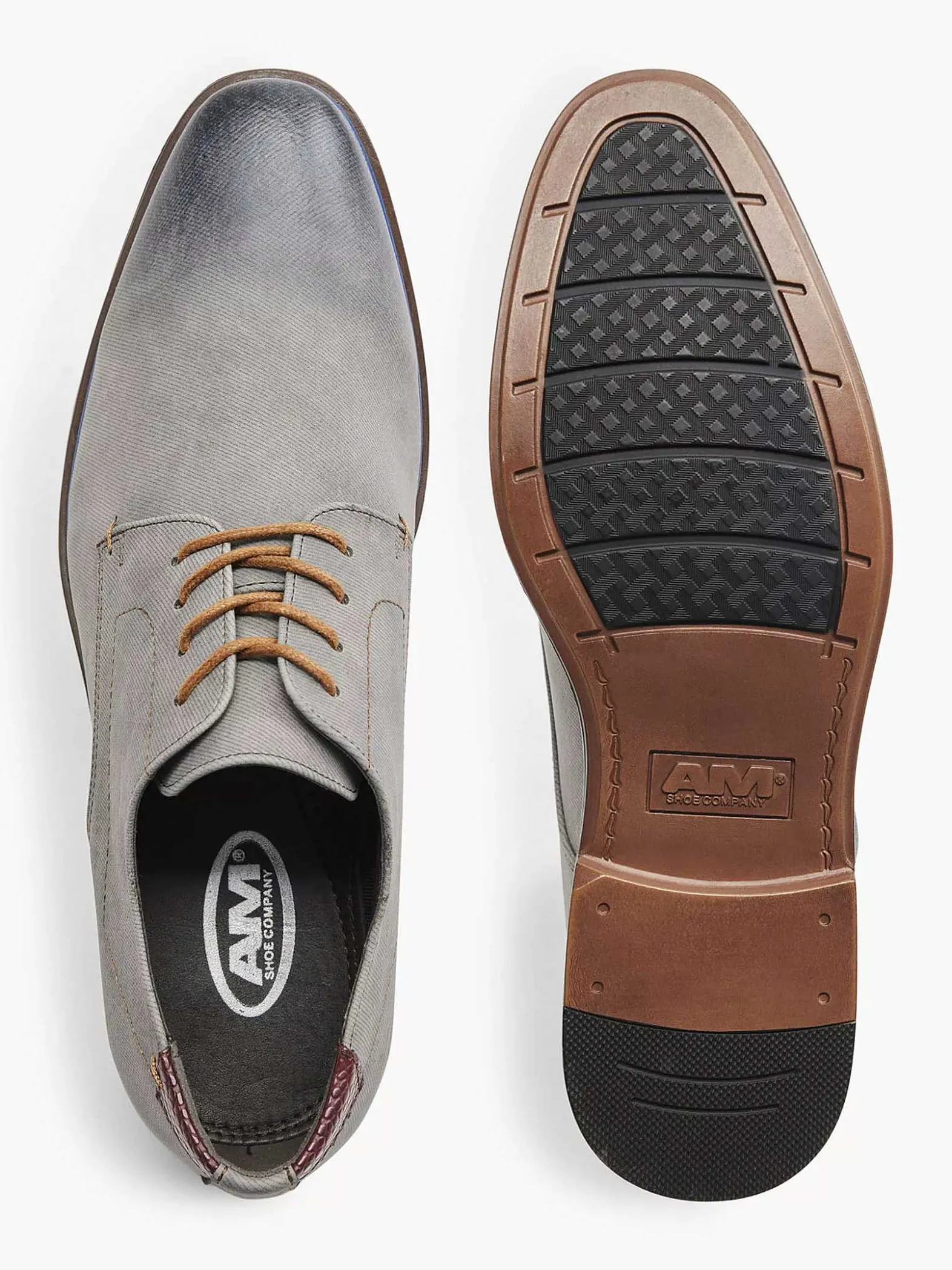 AM SHOE Grijze Veterschoen-Heren Geklede Schoenen