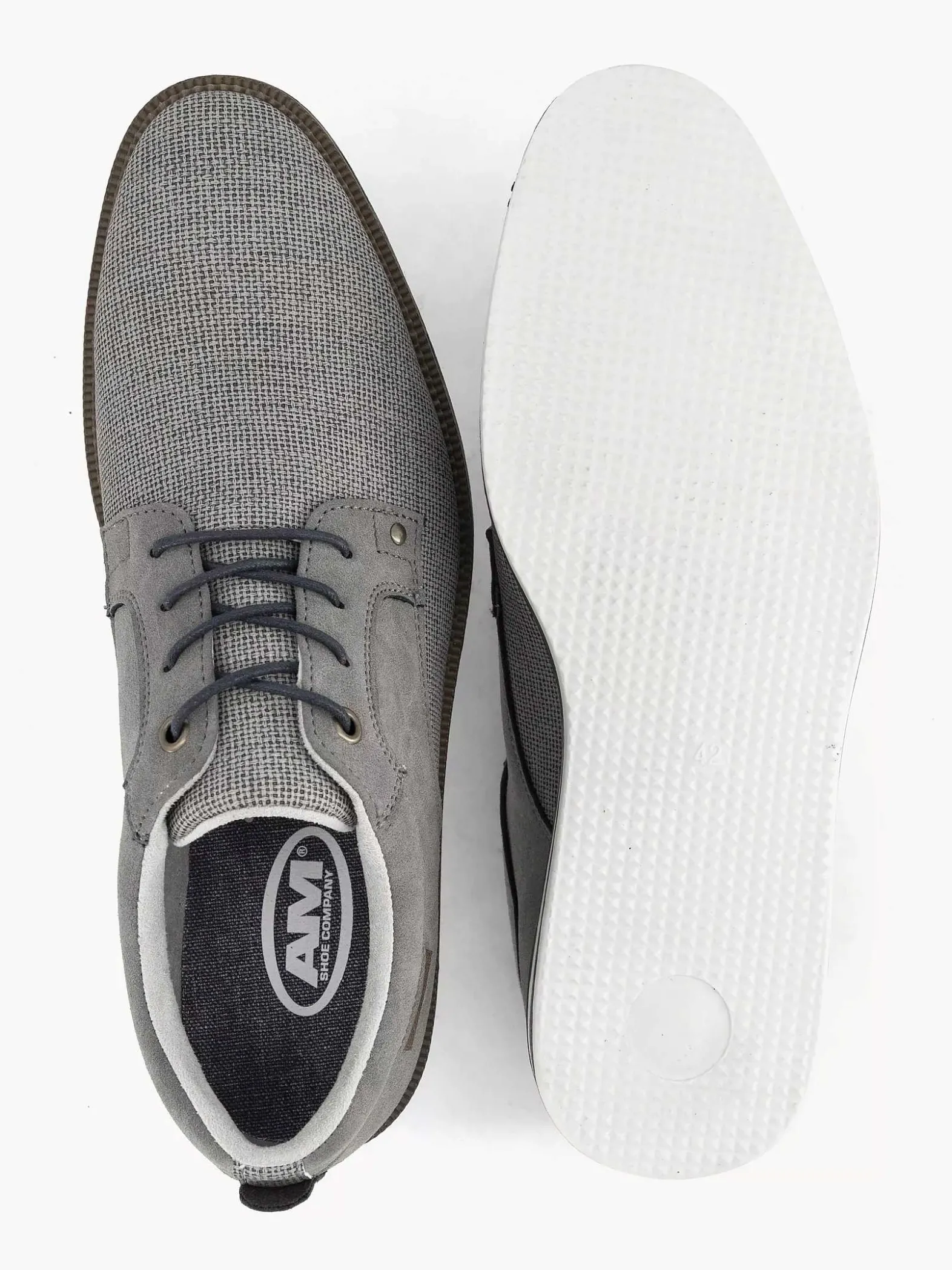 AM SHOE Grijze Veterschoen-Heren Geklede Schoenen